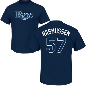 Youth Tampa Bay Rays Drew Rasmussen ＃57 Roster Name & Number T-Shirt - Navy