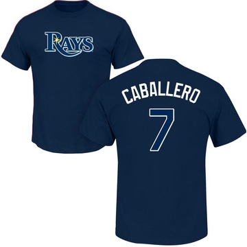 Youth Tampa Bay Rays Jose Caballero ＃7 Roster Name & Number T-Shirt - Navy