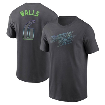 Youth Tampa Bay Rays Taylor Walls ＃6 2024 City Connect T-Shirt - Charcoal