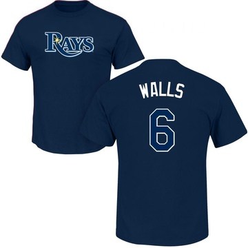 Youth Tampa Bay Rays Taylor Walls ＃6 Roster Name & Number T-Shirt - Navy