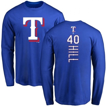 Youth Texas Rangers Derek Hill ＃40 Backer Long Sleeve T-Shirt - Royal
