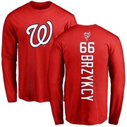 Youth Washington Nationals Zach Brzykcy ＃66 Backer Long Sleeve T-Shirt - Red